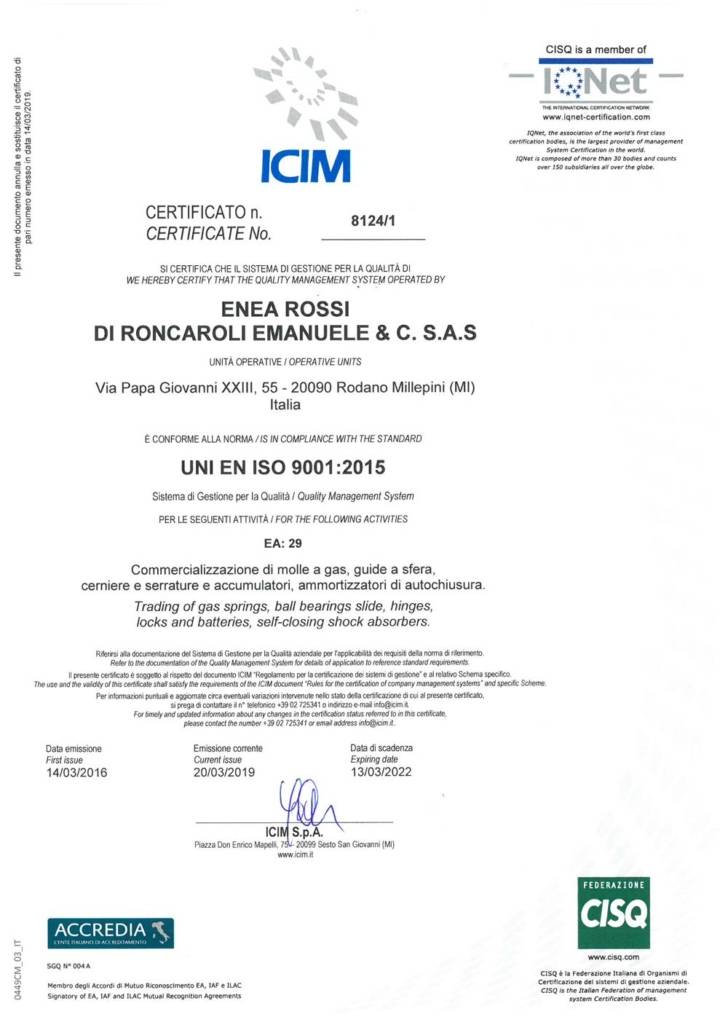 ISO 90012015 Enea Rossi certificazione
