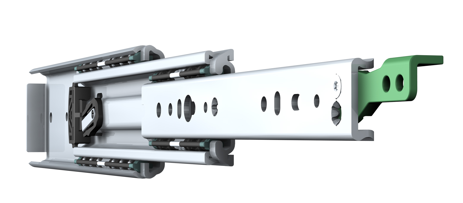 TR 7619 JUMBO - Guida telescopica a sfere a estrazione totale con tre opzioni di bloccaggio